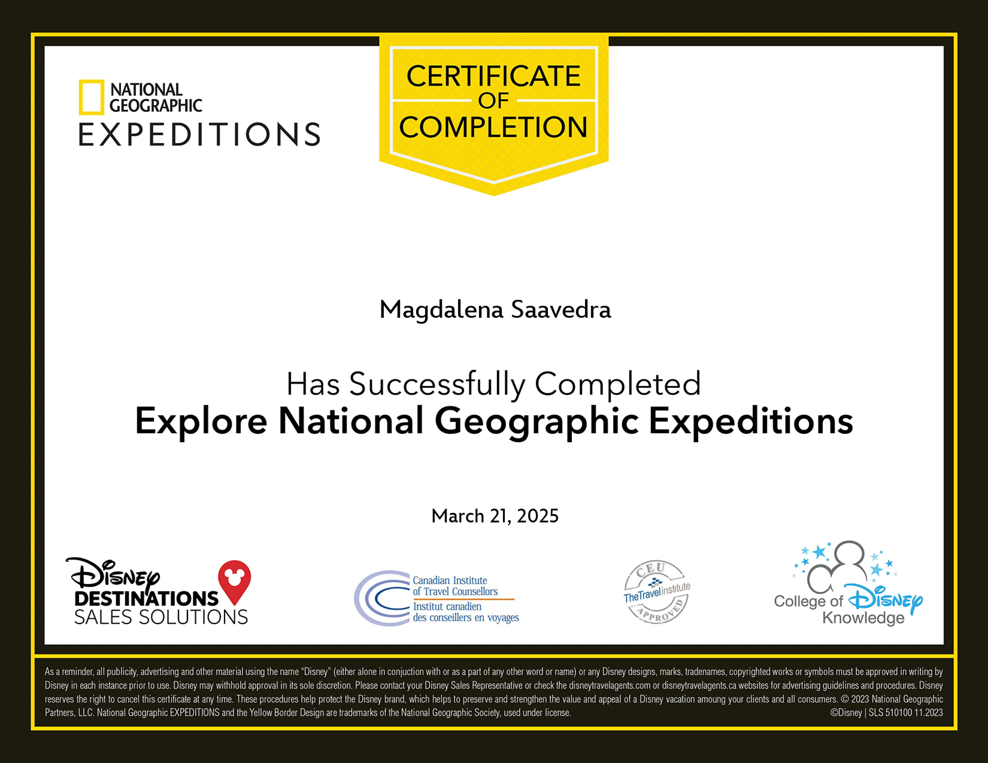 Nat Geo 2023 Certificate